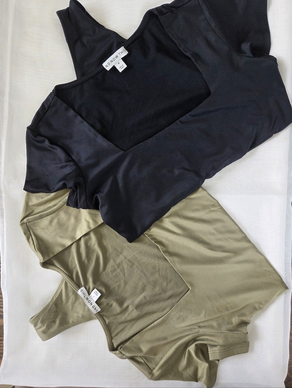 AND Now This Black And Green Square Neck Women’s Bodysuit